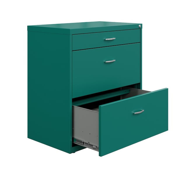 Space Solutions 30 in.W 3 Drawer Lateral File Cabinet for Home/Office, Fits Letter/Legal Sizes, Teal - 25074