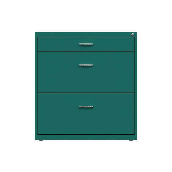 Space Solutions 30 in.W 3 Drawer Lateral File Cabinet for Home/Office, Fits Letter/Legal Sizes, Teal - 25074