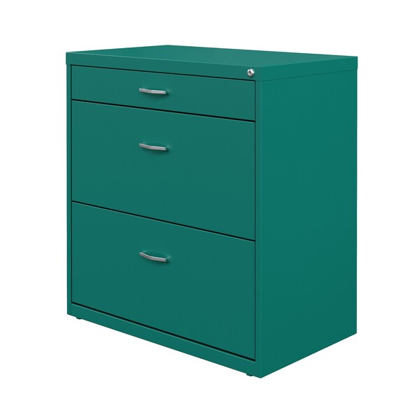 Space Solutions 30 in.W 3 Drawer Lateral File Cabinet for Home/Office, Fits Letter/Legal Sizes, Teal - 25074