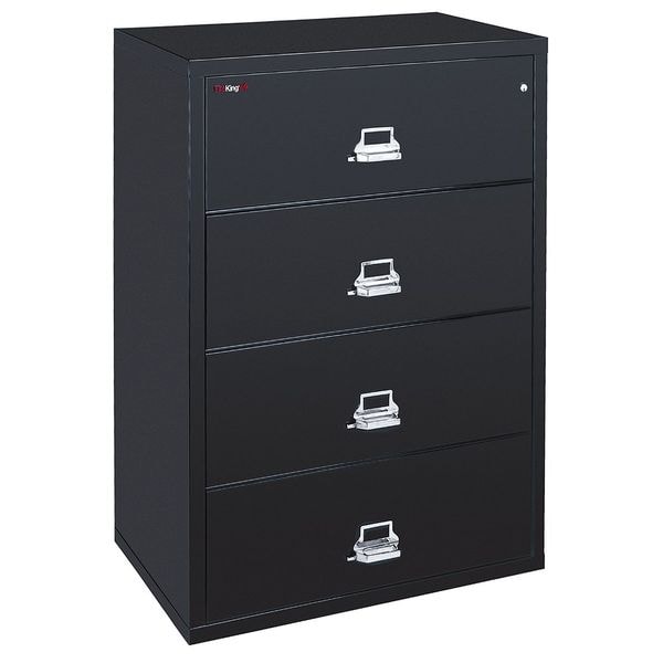 Fireking 31-15/16" W 4 Drawer Fire-Resistant Lateral File Cabinet, Black, Letter/Legal - 4-3822-CBL