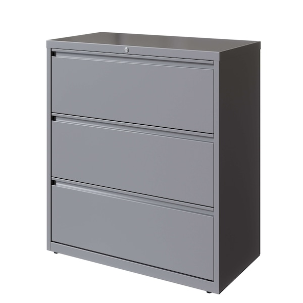 Hirsh 3 Drawer Lateral File Cabinet, Arctic Silver, A4/Legal/Letter - 23745