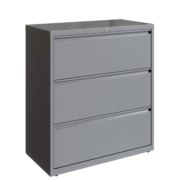 Hirsh 3 Drawer Lateral File Cabinet, Arctic Silver, A4/Legal/Letter - 23745