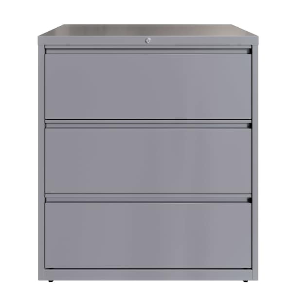 Hirsh 3 Drawer Lateral File Cabinet, Arctic Silver, A4/Legal/Letter - 23745