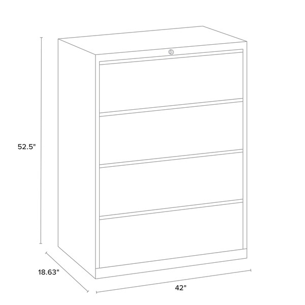 Hirsh 4 Drawer Lateral File Cabinet, White, A4/Legal/Letter - 23706