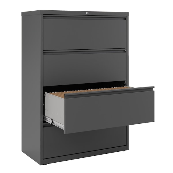 Hirsh 36" W 4 Drawer Lateral File Cabinet, Charcoal, A4/Legal/Letter - 17632
