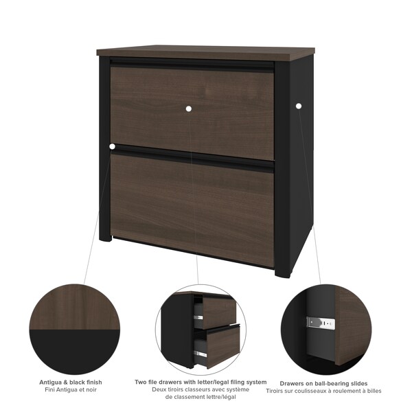 Bestar Connexion 30" Lateral File, Antigua/Black - 93631-000052