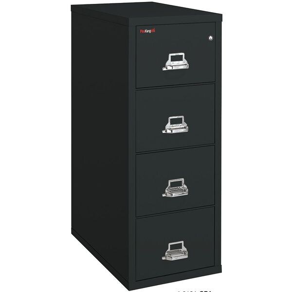 Fireking 15-1/4" W 4 Drawer Fire-Resistant Vertical File Cabinet, Black, Legal - 4-2131-CBL