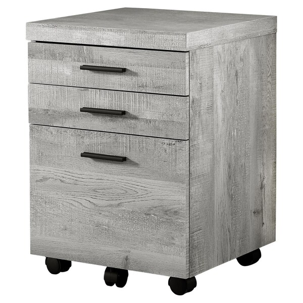 Daphnes Dinnette 3 Drawer Grey Reclaimed Wood Filing Cabinet on Castors - DA2618154