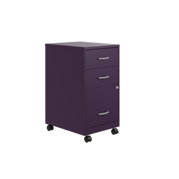 Space Solutions 14.25 in W 3 Drawer Mobile Vertical File Cabinet, Midnight Purple - 25289