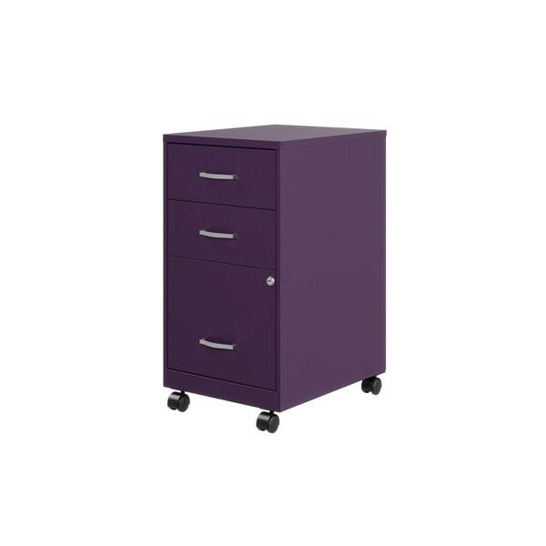 Space Solutions 14.25 in W 3 Drawer Mobile Vertical File Cabinet, Midnight Purple - 25289