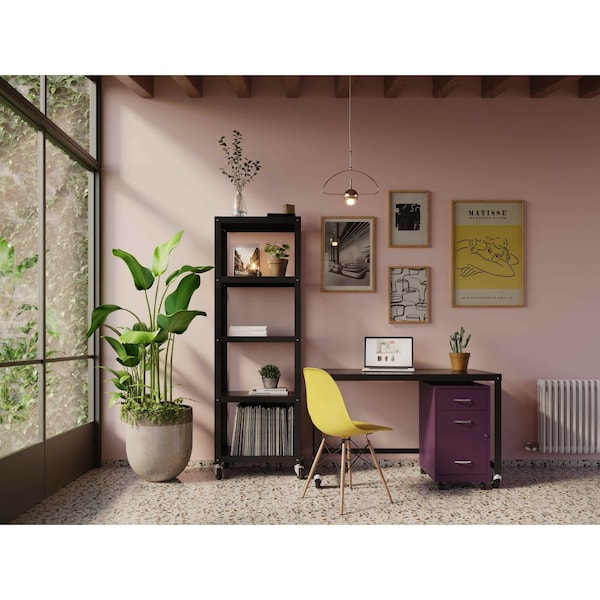 Space Solutions 14.25 in W 3 Drawer Mobile Vertical File Cabinet, Midnight Purple - 25289