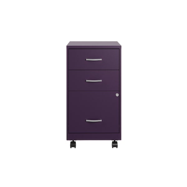 Space Solutions 14.25 in W 3 Drawer Mobile Vertical File Cabinet, Midnight Purple - 25289