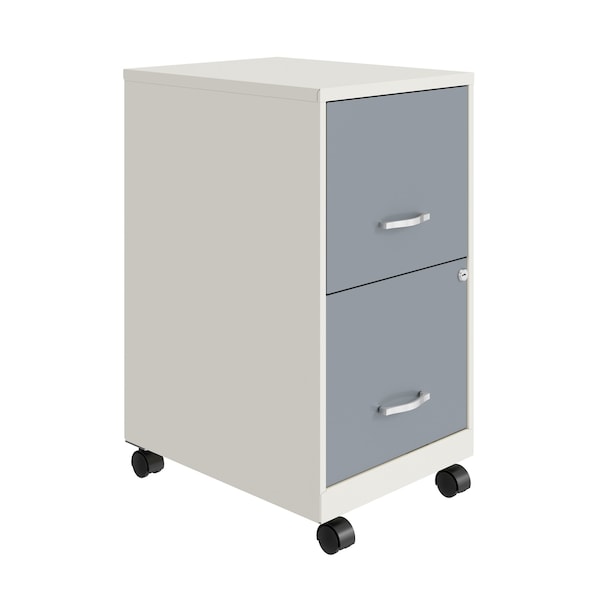 Space Solutions 14.25 in W 2 Drawer Mobile Vertical File Cabinet, Pearl White / Platinum - 25332