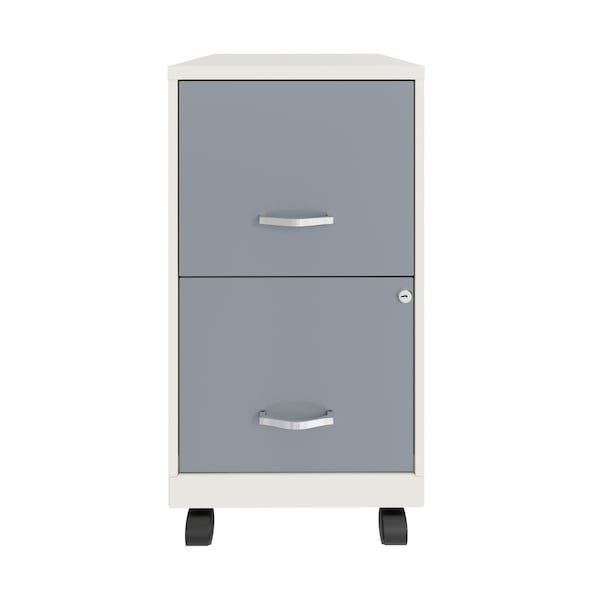 Space Solutions 14.25 in W 2 Drawer Mobile Vertical File Cabinet, Pearl White / Platinum - 25332