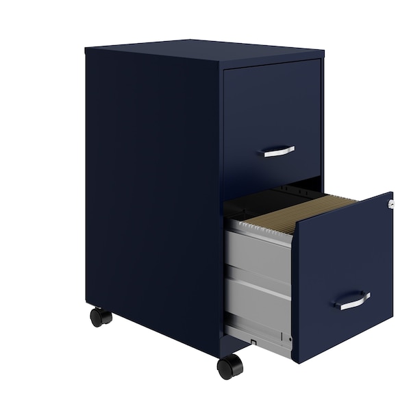 Space Solutions 14.25 in W 2 Drawer Mobile Vertical File Cabinet, Navy - 24407