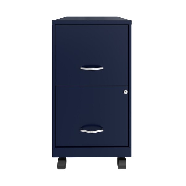 Space Solutions 14.25 in W 2 Drawer Mobile Vertical File Cabinet, Navy - 24407