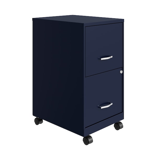 Space Solutions 14.25 in W 2 Drawer Mobile Vertical File Cabinet, Navy - 24407
