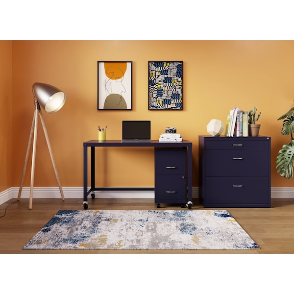 Space Solutions 14.25 in W 2 Drawer Mobile Vertical File Cabinet, Navy - 24407