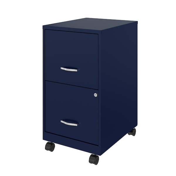 Space Solutions 14.25 in W 2 Drawer Mobile Vertical File Cabinet, Navy - 24407