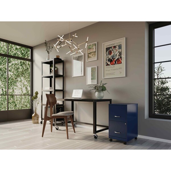Space Solutions 14.25 in W 2 Drawer Mobile Vertical File Cabinet, Navy - 24407