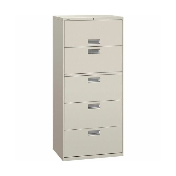 Hon HON 675LQ, 600 SERIES FIVE-DRAWER LATERAL FILE, 30W X 18D X 64 1/4H, LIGHT GRAY - HON675LQ