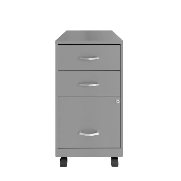 Space Solutions 14.25 in W 3 Drawer Mobile Vertical File Cabinet, Arctic Silver - 24429