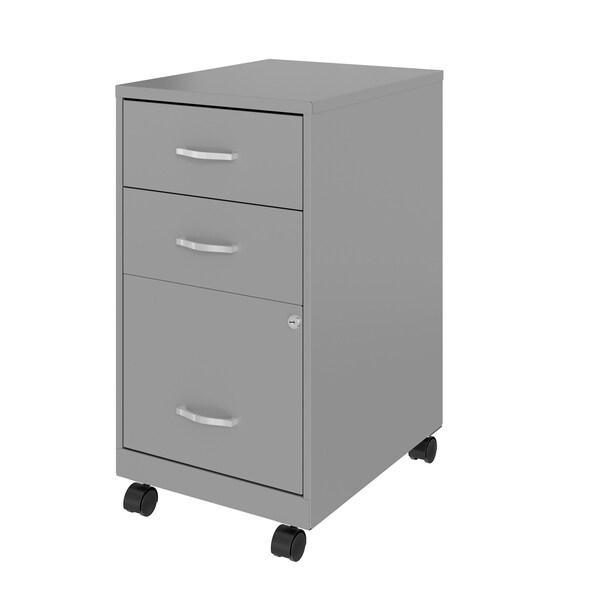 Space Solutions 14.25 in W 3 Drawer Mobile Vertical File Cabinet, Arctic Silver - 24429