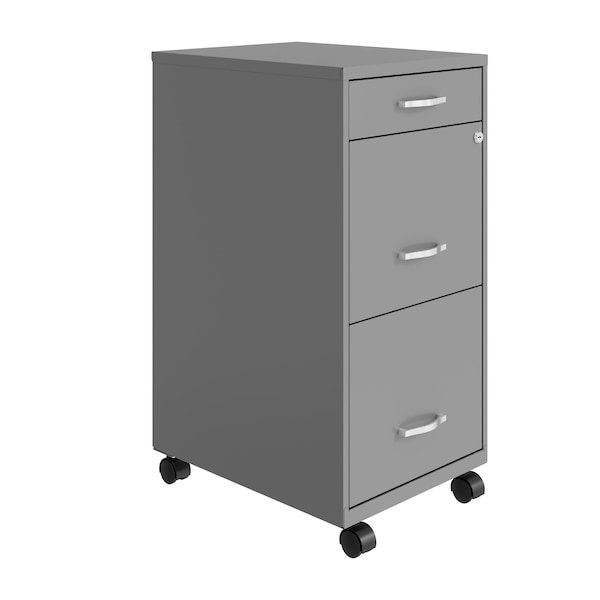 Space Solutions 14.25 in W 3 Drawer Mobile Vertical File Cabinet, Arctic Silver - 24419