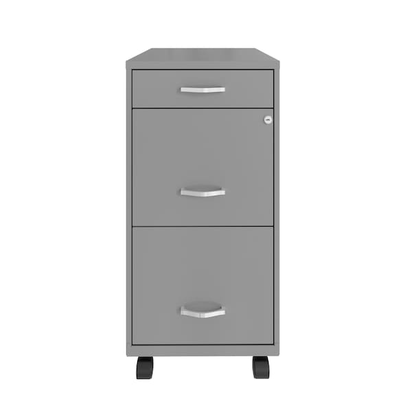 Space Solutions 14.25 in W 3 Drawer Mobile Vertical File Cabinet, Arctic Silver - 24419