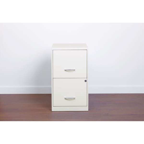 Space Solutions 14.25 in W 2 Drawer Vertical File Cabinet, Pearl White - 22614