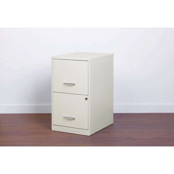 Space Solutions 14.25 in W 2 Drawer Vertical File Cabinet, Pearl White - 22614
