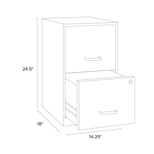 Space Solutions 14.25 in W 2 Drawer Vertical File Cabinet, Pearl White - 22614