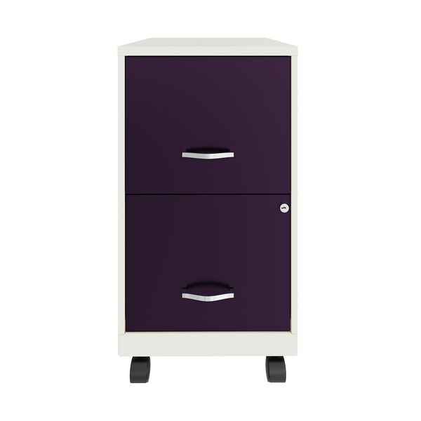 Space Solutions 14.25 in W 2 Drawer Mobile Vertical File Cabinet, Pearl White / Midnight Purple - 25336