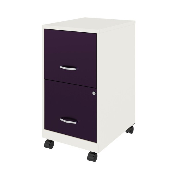 Space Solutions 14.25 in W 2 Drawer Mobile Vertical File Cabinet, Pearl White / Midnight Purple - 25336