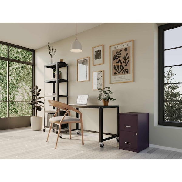 Space Solutions 14.25 in W 2 Drawer Vertical File Cabinet, Midnight Purple - 25273