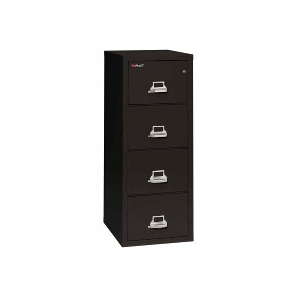 Fire King Fireking Fireproof 4 Drawer Vertical File Cabinet - Legal Size 21"W x 25"D x 53"H - Black - 42125 CBL