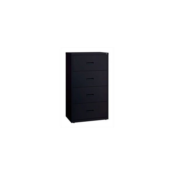 Hirsh Industries Space Solutions Lateral File Cabinet, 4 Letter/Legal/A4-Size File Drawers, Black, 30 x 18.62 x 52.5 - 14957