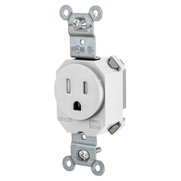 Hubbell Wiring Device-Kellems Straight Blade Devices, Receptacles, Tamper Resistant, Single, SNAPConnect, 15A 125V, 2-Pole 3-Wire Grounding, 5-15R, White. - SNAP5261WTR