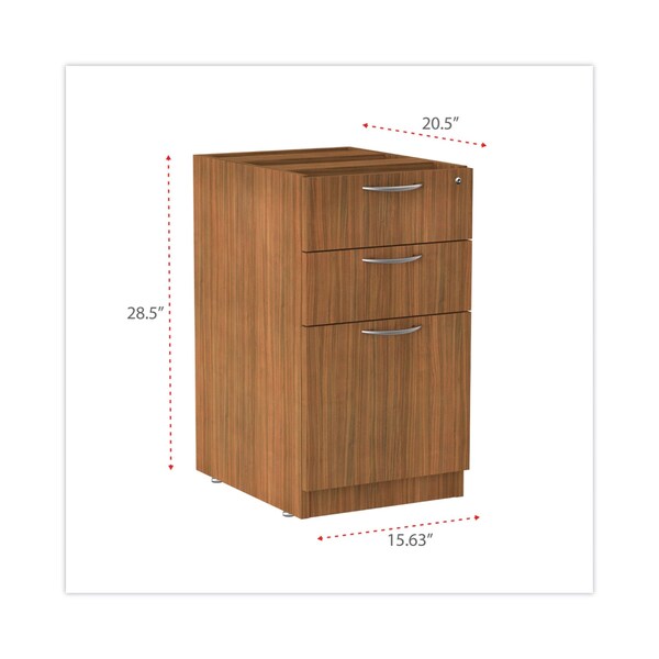Alera 15.63" W 3 Drawer Box/File Pedestal, Modern Walnut, Legal/Letter - VA532822WA