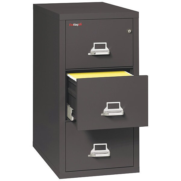 Fireking 17-3/4" W 3 Drawer File Cabinet, Black, Letter - 3-1831-CBL