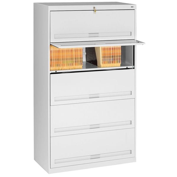 Tennsco 36" W 5 Drawer Lateral File Cabinet, Light Gray, Letter/Legal - FS351LLGY
