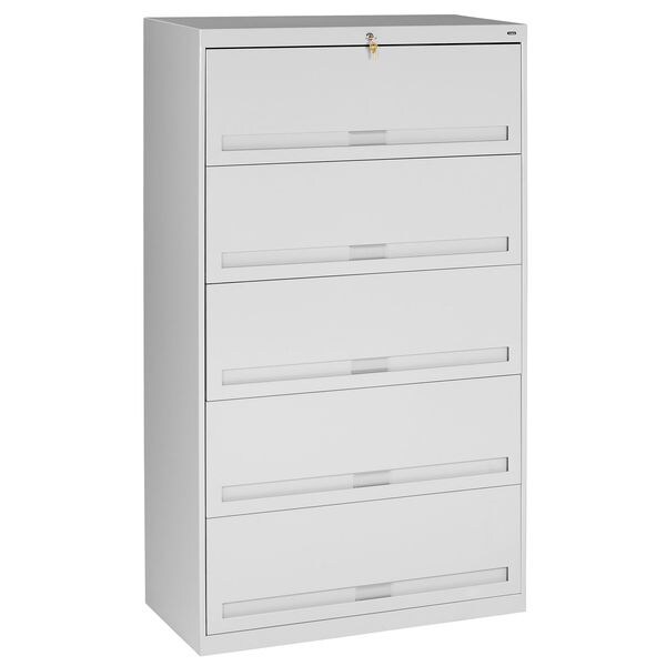 Tennsco 36" W 5 Drawer Lateral File Cabinet, Light Gray, Letter/Legal - FS351LLGY
