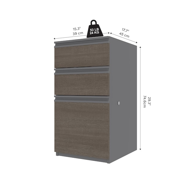 Bestar Prestige + 16W Add-On Pedestal, Bark Grey & Slate - 99620-000047