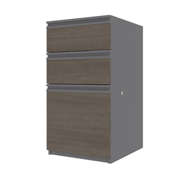 Bestar Prestige + 16W Add-On Pedestal, Bark Grey & Slate - 99620-000047