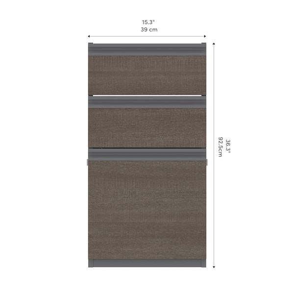 Bestar Prestige + 16W Add-On Pedestal, Bark Grey & Slate - 99620-000047