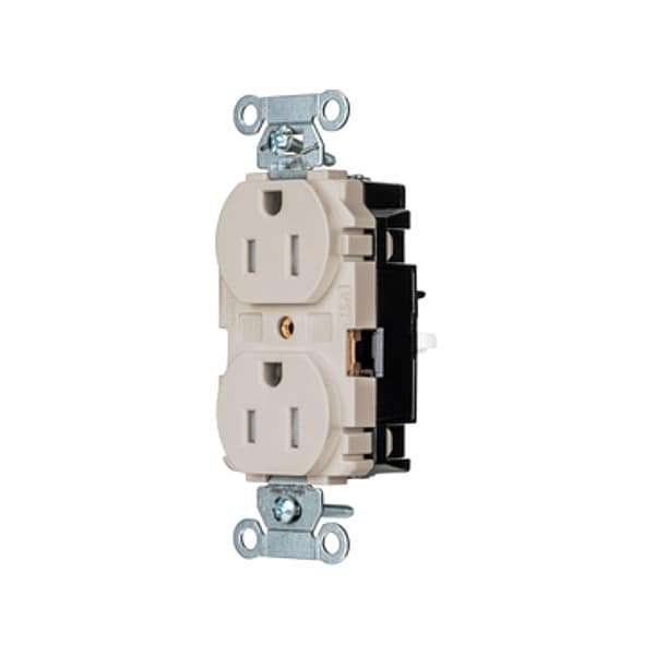 Hubbell Receptacle, 1/2 hp, 125V AC, NEMA 5-15R - BR15STLATR
