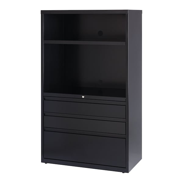 Hirsh 36" W 3 Drawer Lateral File Cabinet, Black, A4/Legal/Letter - 19627