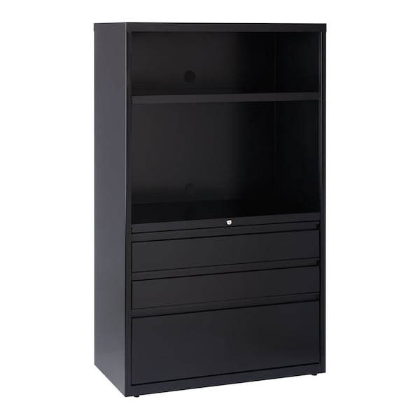 Hirsh 36" W 3 Drawer Lateral File Cabinet, Black, A4/Legal/Letter - 19627