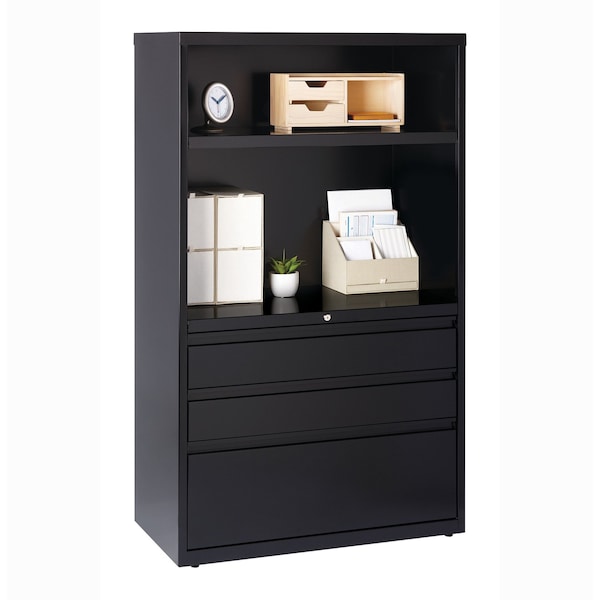 Hirsh 36" W 3 Drawer Lateral File Cabinet, Black, A4/Legal/Letter - 19627