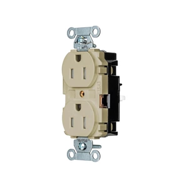 Hubbell Receptacle, 1/2 hp, 125V AC, NEMA 5-15R - BR15STITR